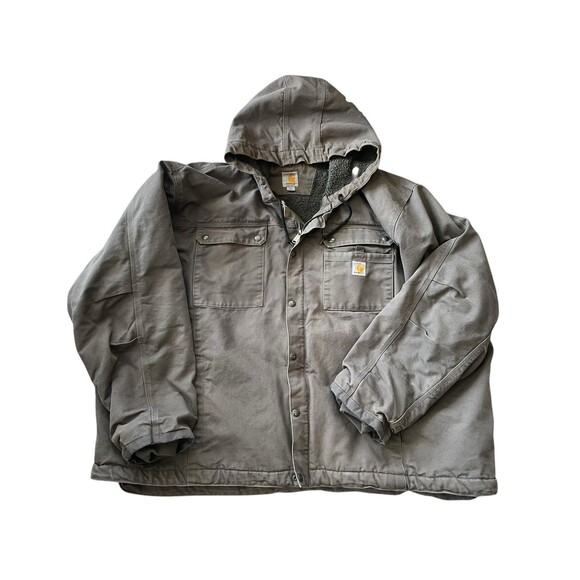 Carhartt Mens Gray Sherpa Lined Utility Jacket Relaxed Fit 103826 GVL 5XL - Picture 3 of 7